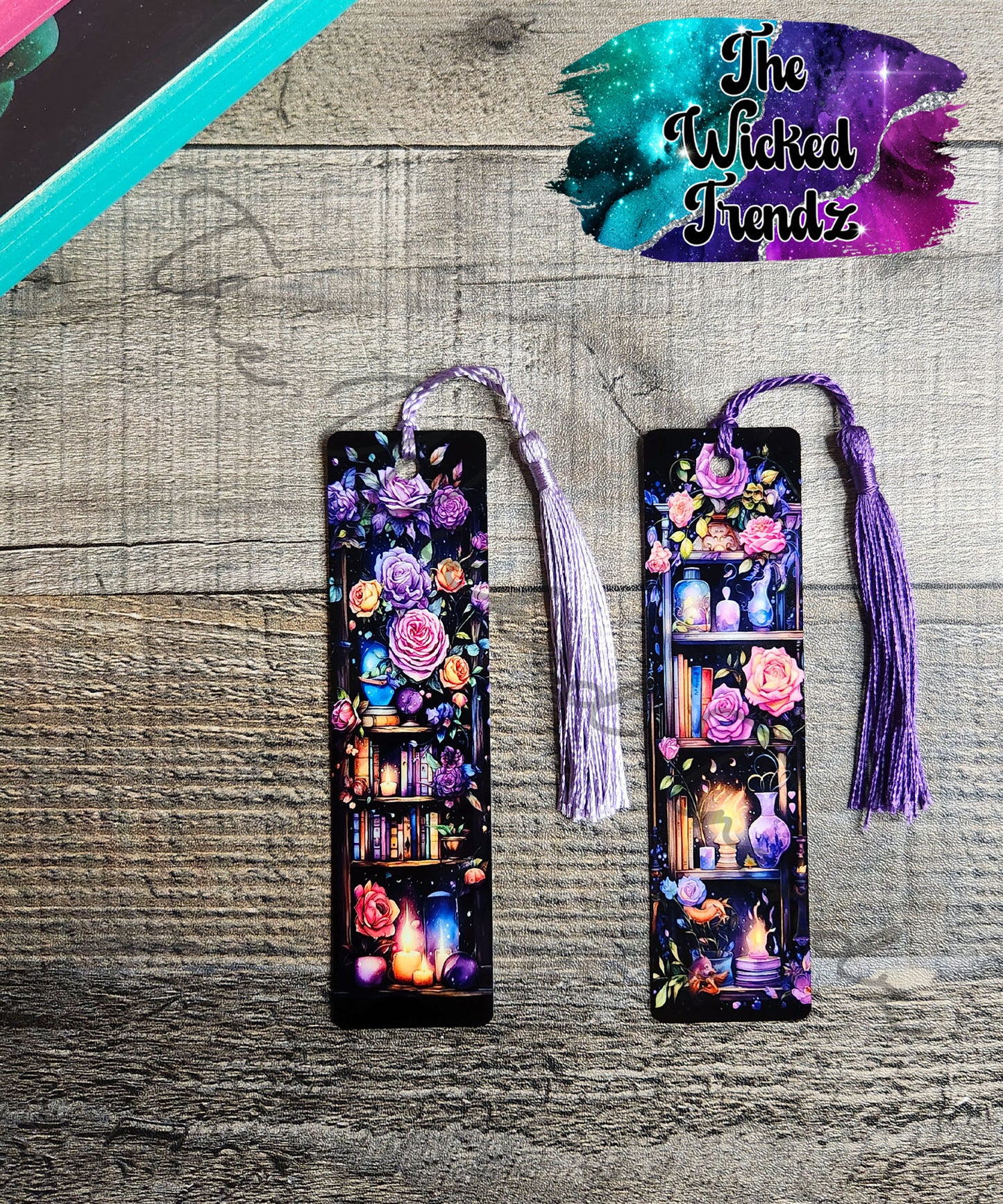 Purple Floral Bookshelf Bookshelves Metal Bookmark Library Reading Book Club Gift