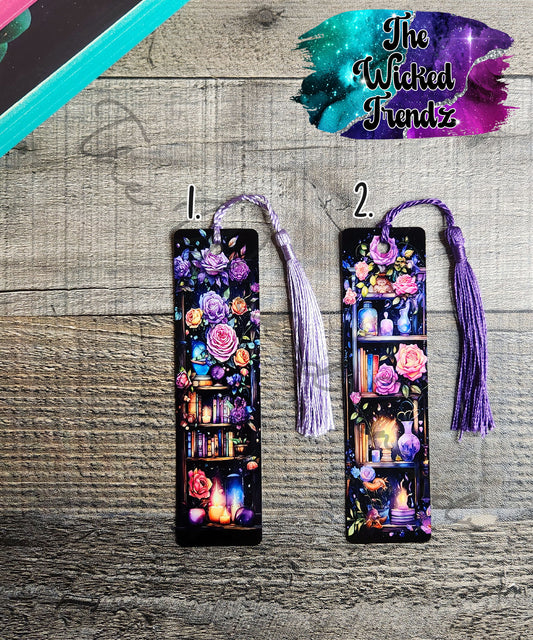 Purple Floral Bookshelf Bookshelves Metal Bookmark Library Reading Book Club Gift