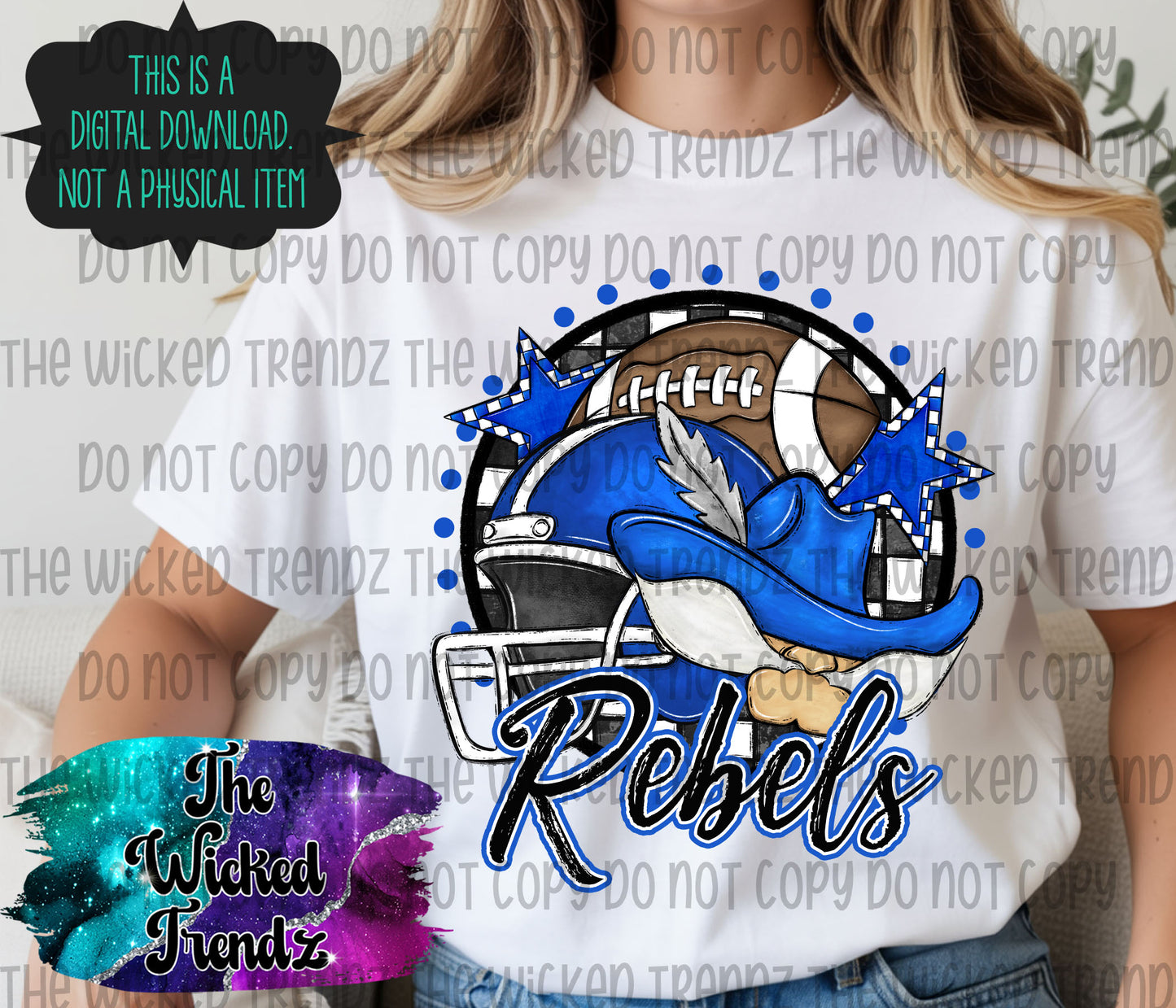 Rebels Blue Football Mascot Digital Design
