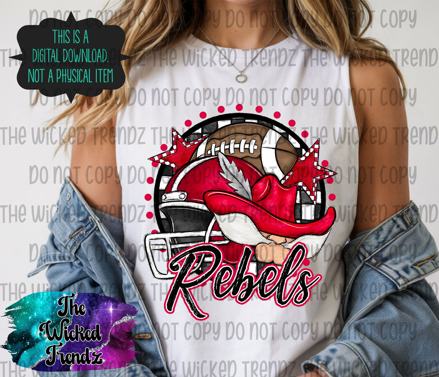 Rebels Red Football Mascot Digital Design