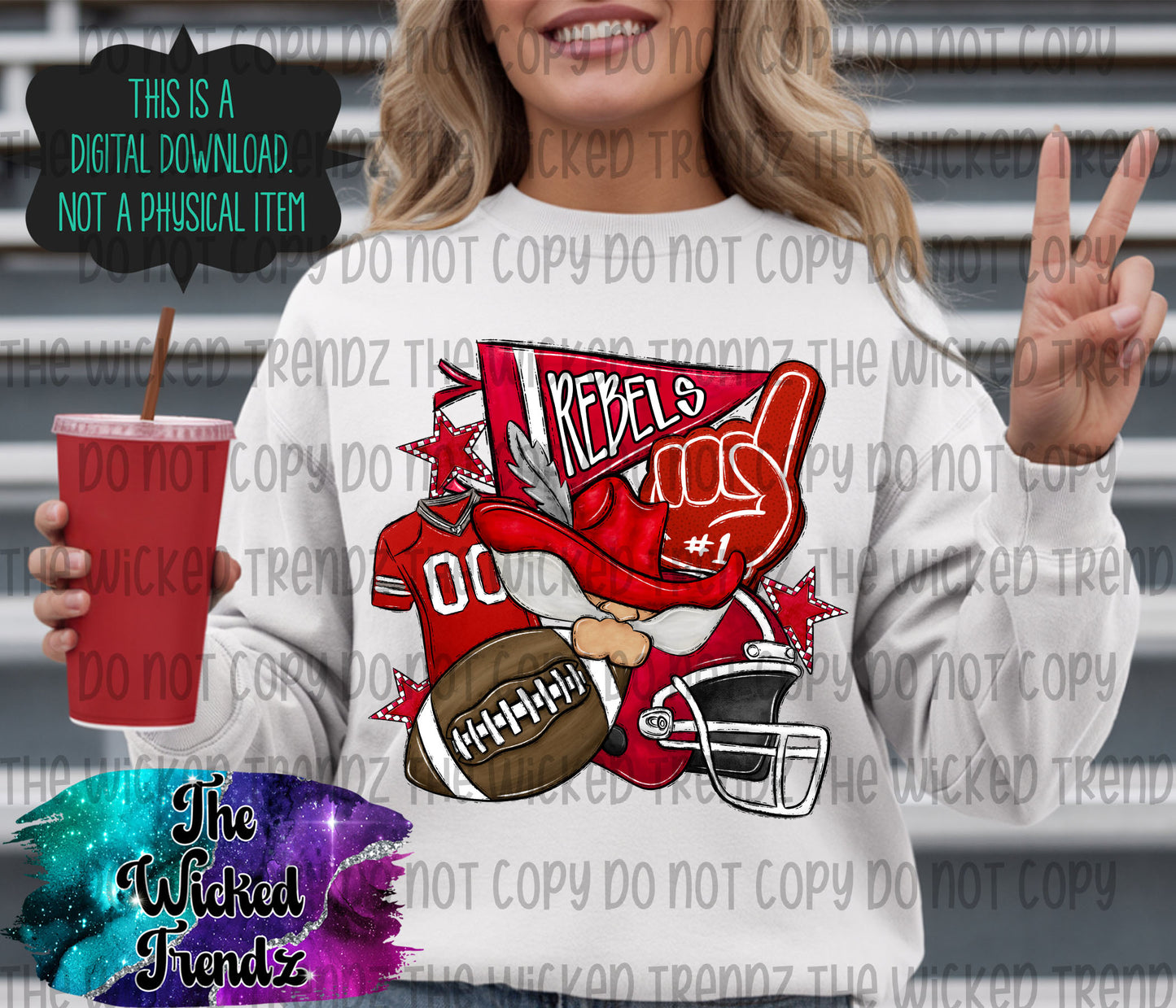 Rebels Red Football Mascot Digital Design