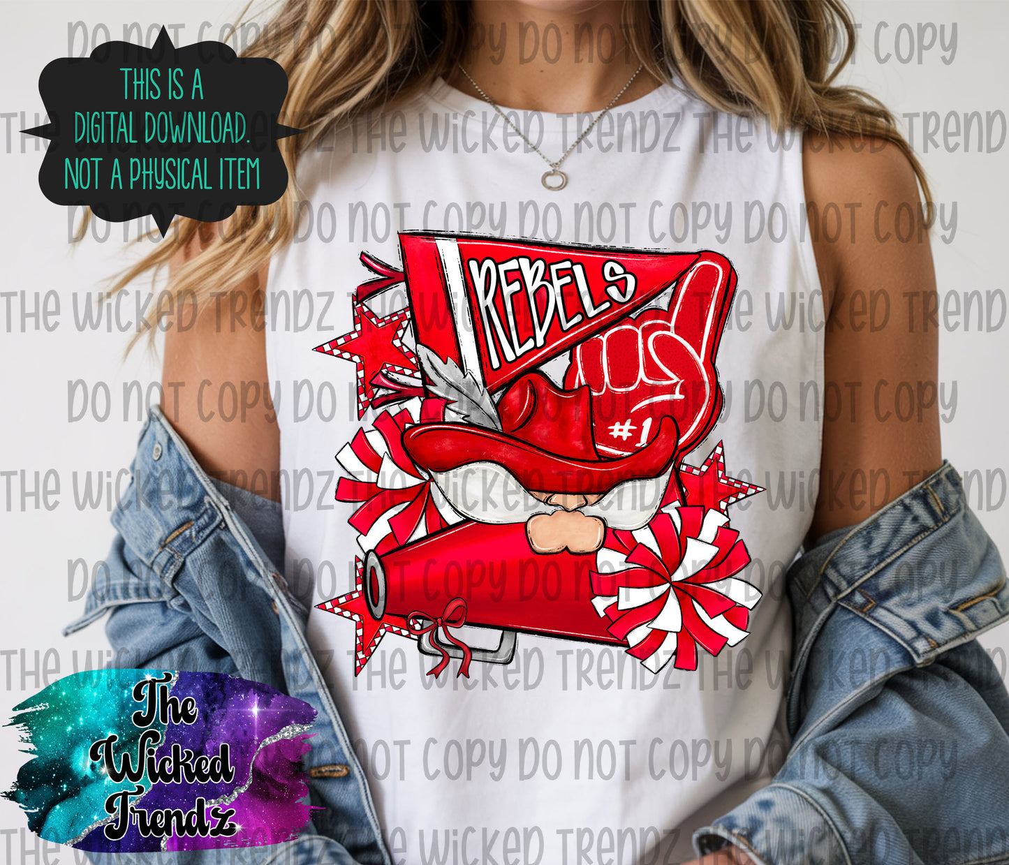 Rebels Red Cheer Cheerleading Cheerleader Mascot Digital Design Spirit Shirt Design