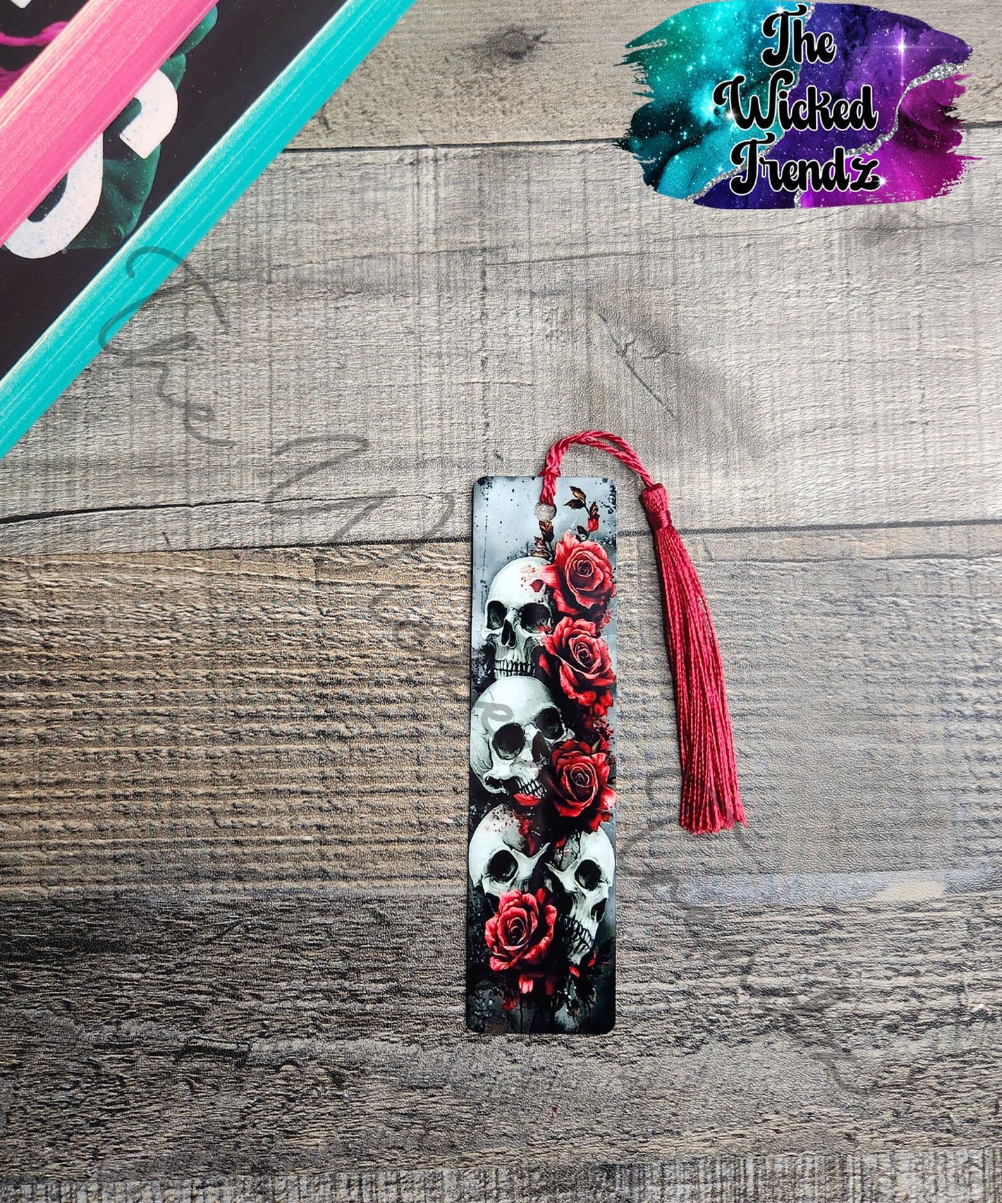 Skulls Roses Floral Enemies To Lovers Metal Bookmark Library Reading Book Club Gift