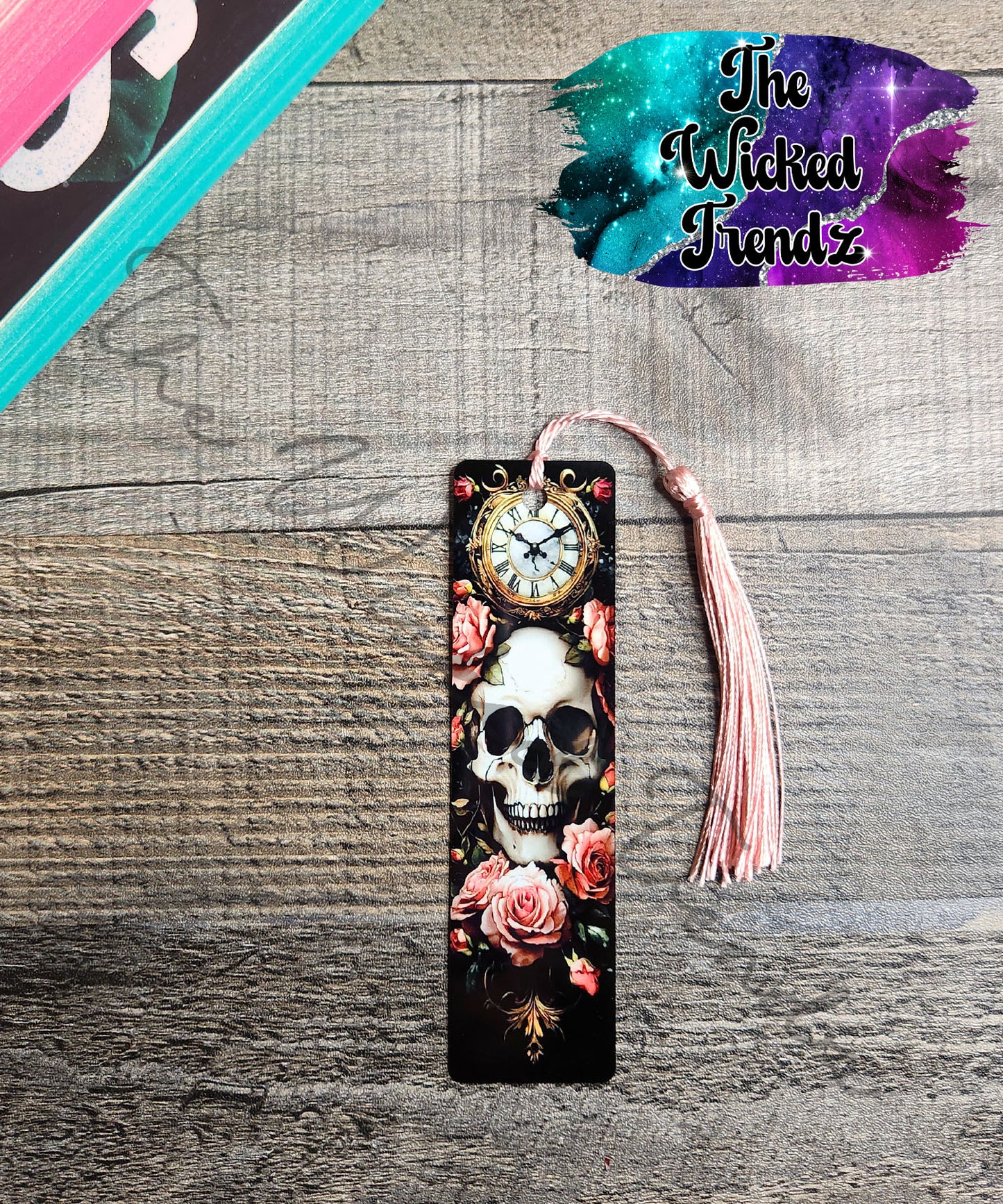 Skulls Roses Floral Enemies To Lovers Metal Bookmark Library Reading Book Club Gift
