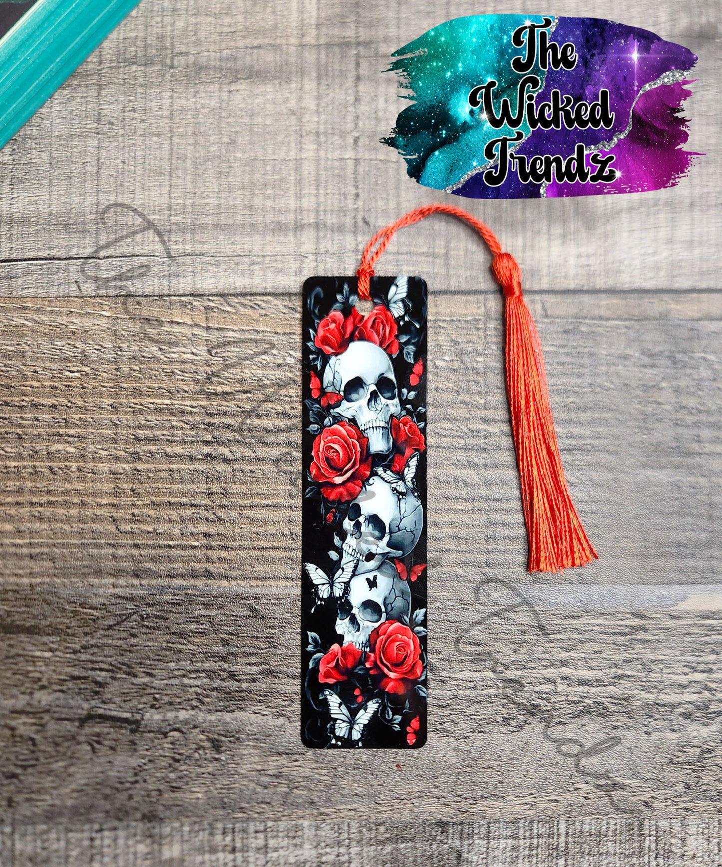 Skulls Roses Floral Enemies To Lovers Metal Bookmark Library Reading Book Club Gift