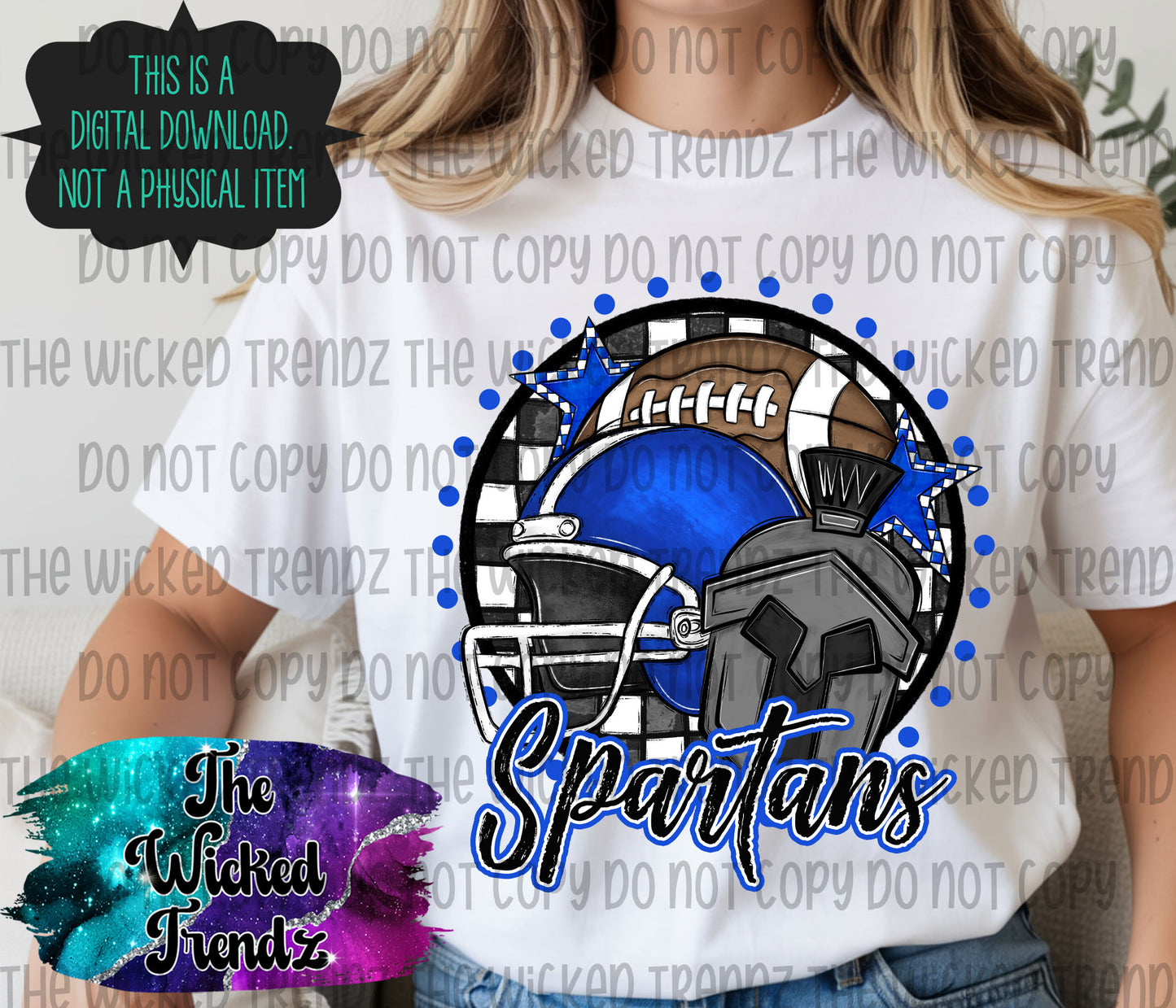 Spartans Blue Football Mascot Digital Design