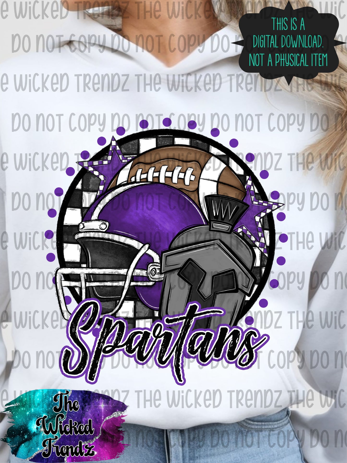 Spartans Purple Football Mascot Digital Design