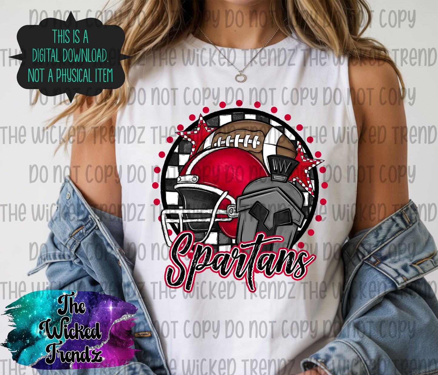 Spartans Red Football Mascot Digital Design