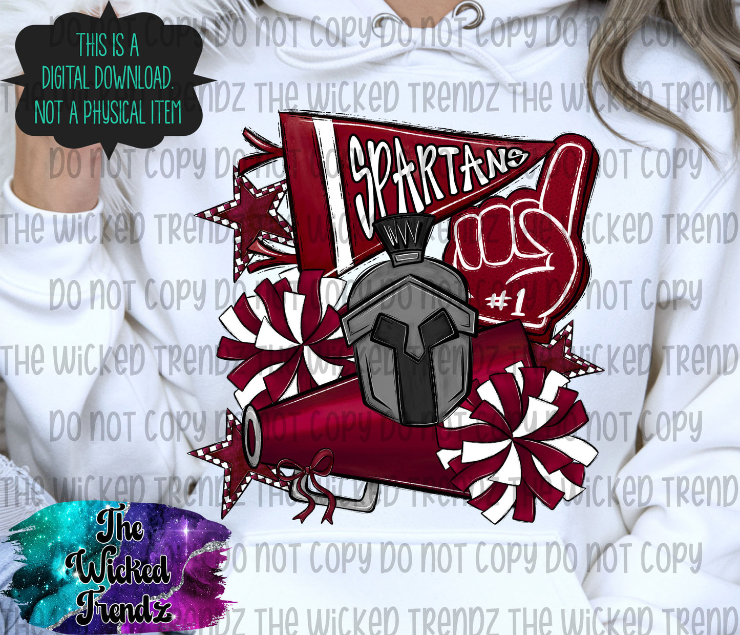 Spartans Maroon Cheer Cheerleading Cheerleader Mascot Digital Design Spirit Shirt Design