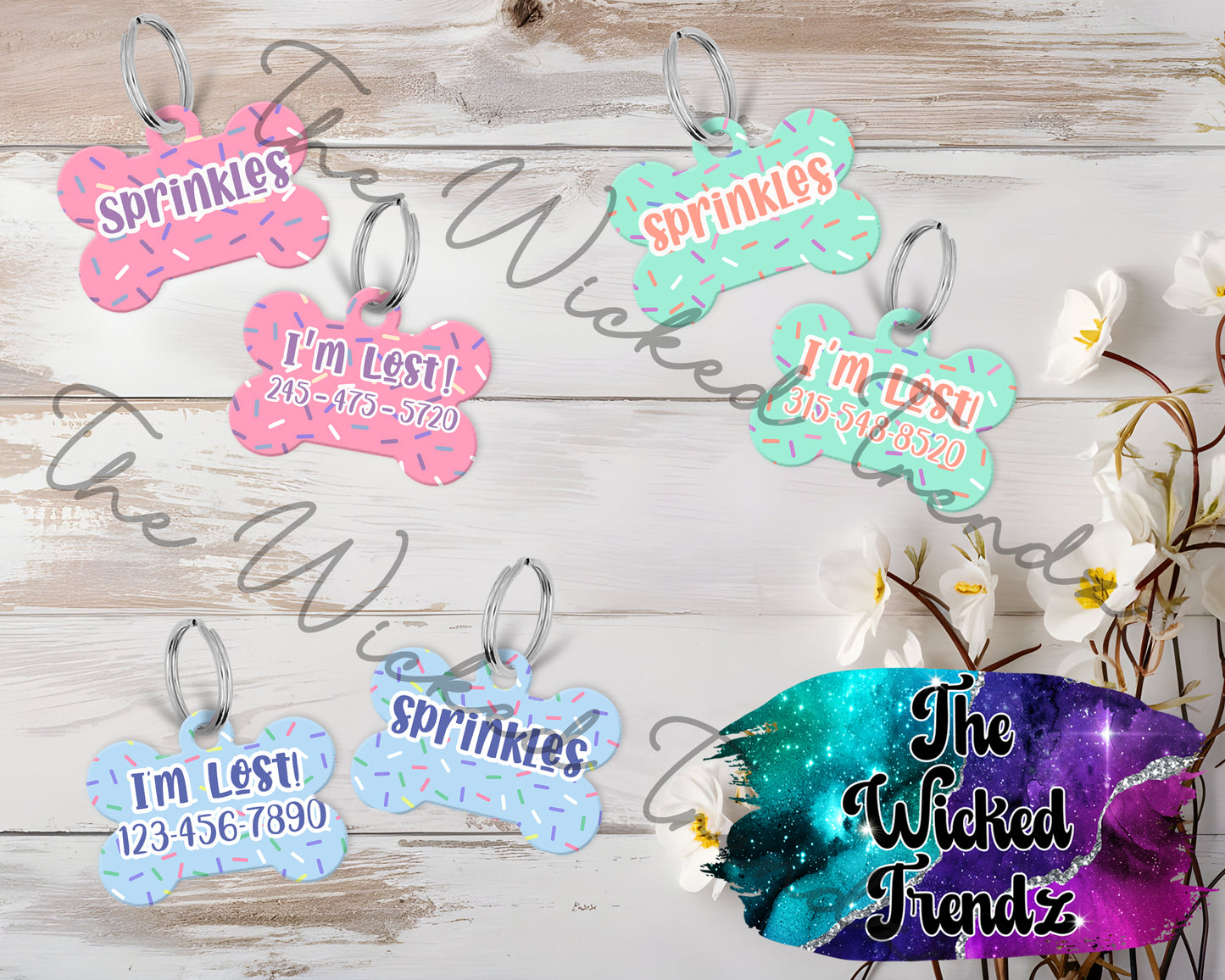 Sprinkles Cute New Dog Puppy Pet ID Dog Tag Personalized Custom Dog Name Phone Number
