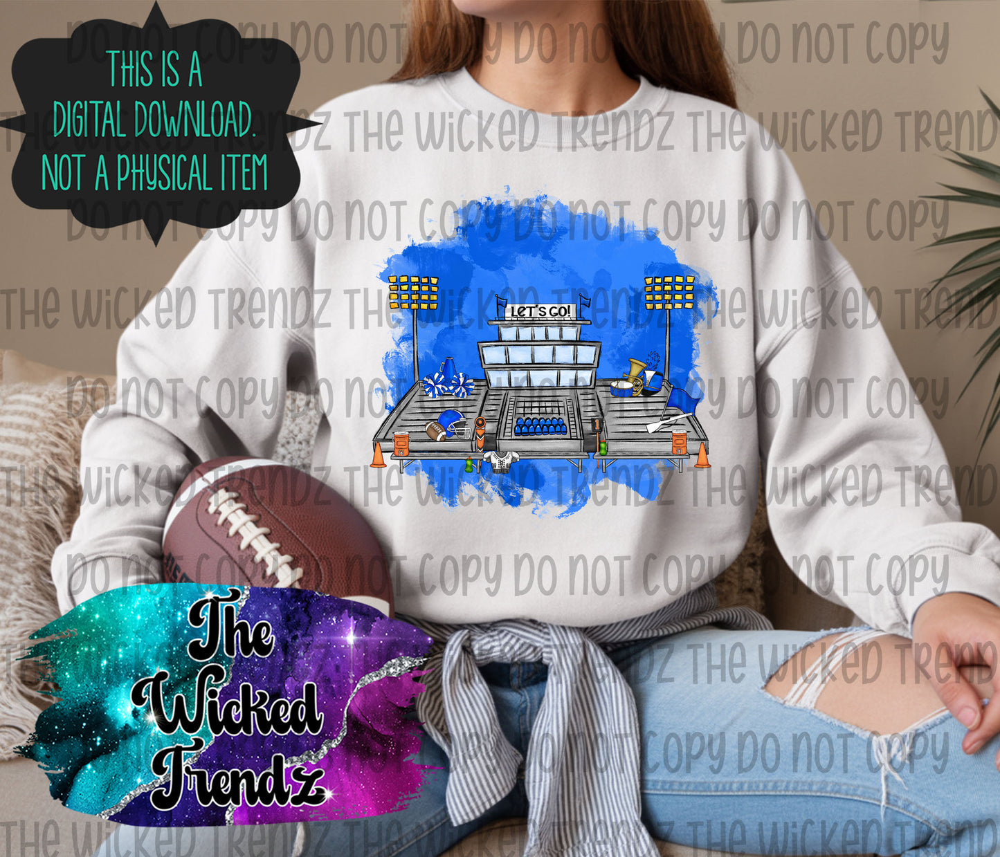 Blue Stadium Football Cheer Team Band Digital Design