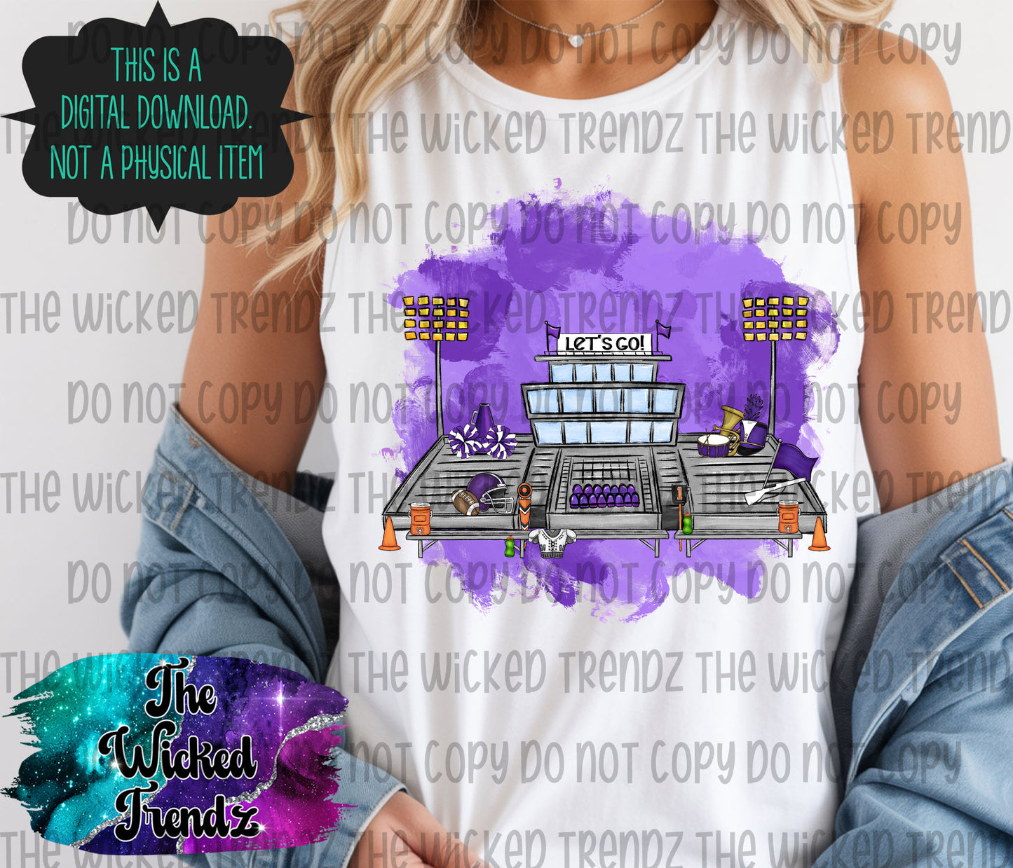 Purple Stadium Football Cheer Team Band Digital Design