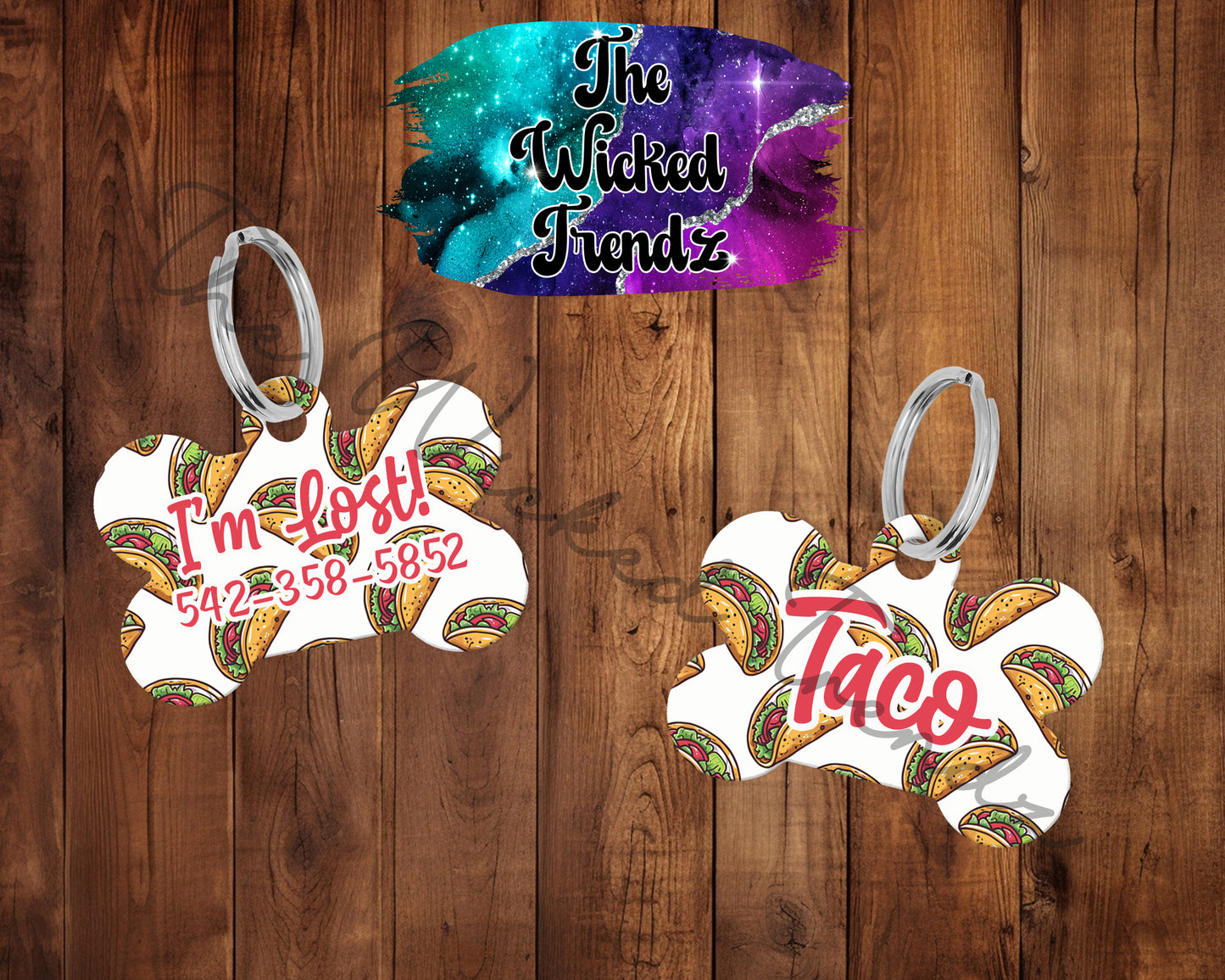 Taco Mexican Food New Puppy Pet ID Dog Tag Personalized Custom Dog Name Phone Number