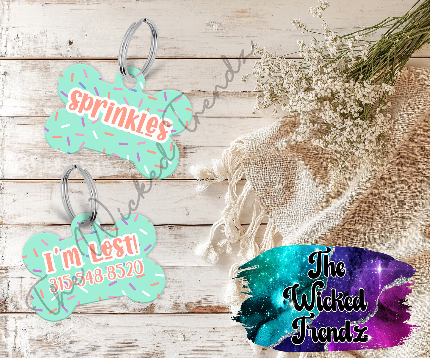 Sprinkles Cute New Dog Puppy Pet ID Dog Tag Personalized Custom Dog Name Phone Number