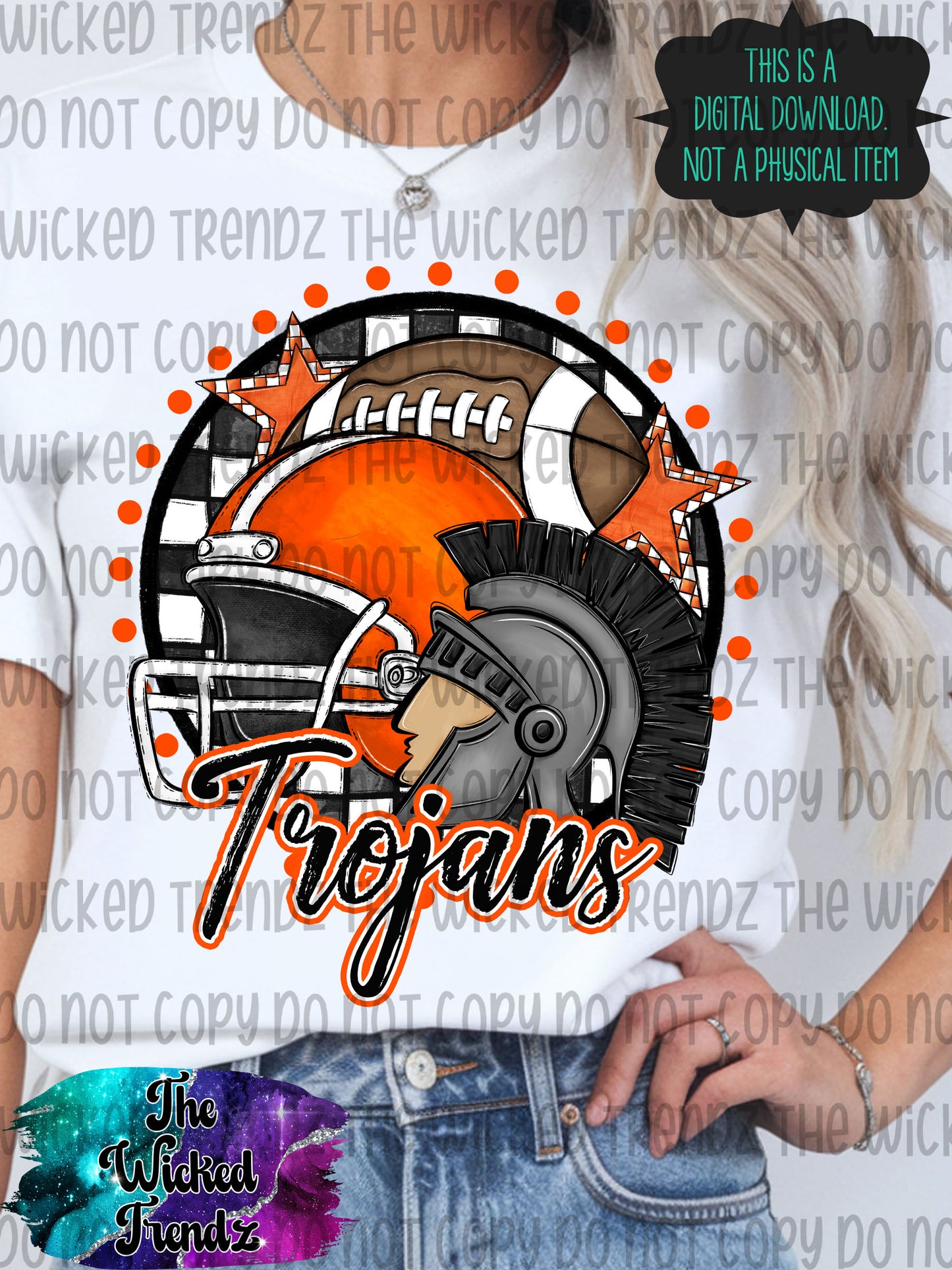 Trojans Orange Football Mascot Digital Design
