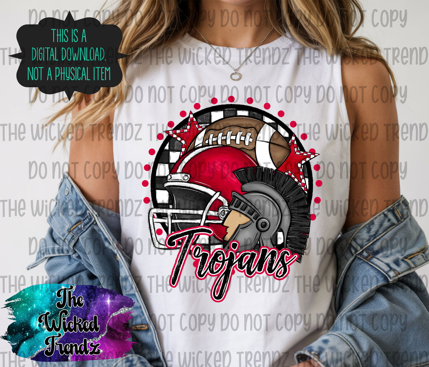 Trojans Red Football Mascot Digital Design