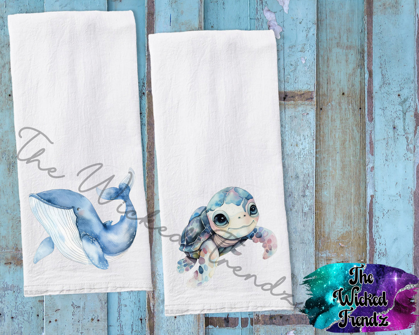 Nautical Themed Kitchen Decor Whale Turtle Tea Towel Kitchen Towel Flour Sack Towel