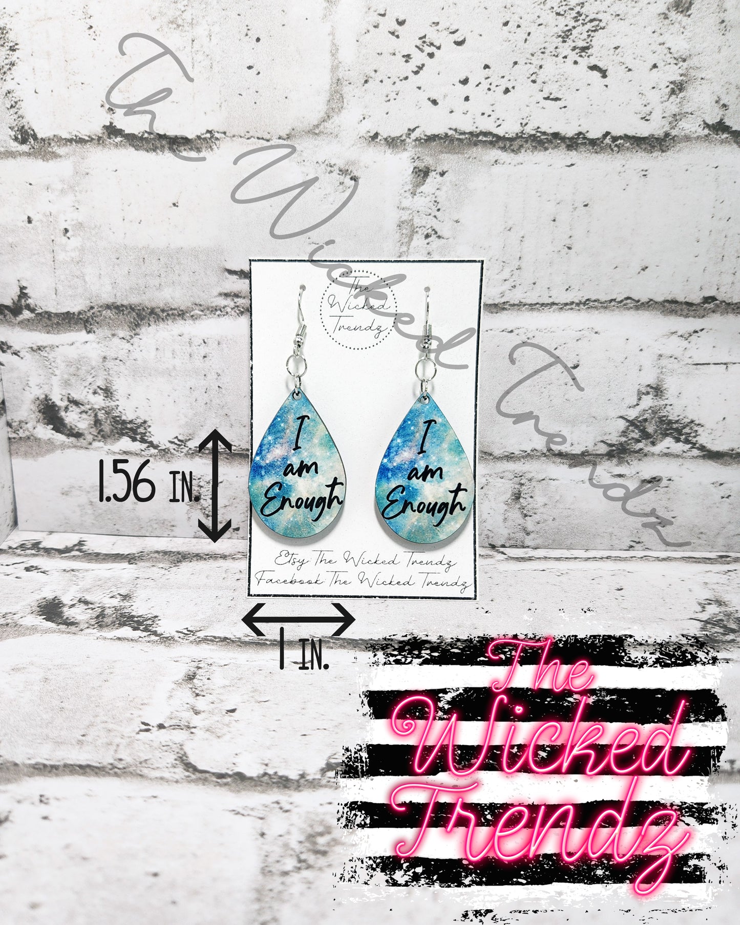 I Am Enough Cross Jesus Church Dangle Earrings Tear Drop Earring Lightweight Earring