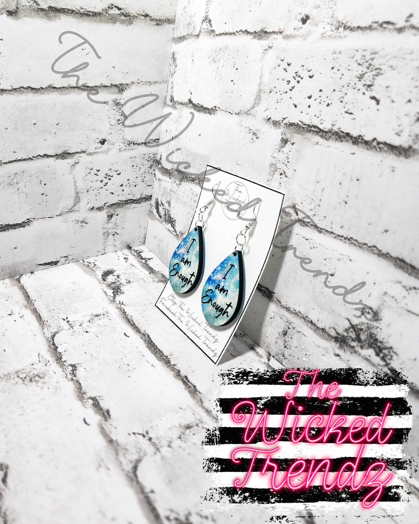 I Am Enough Cross Jesus Church Dangle Earrings Tear Drop Earring Lightweight Earring