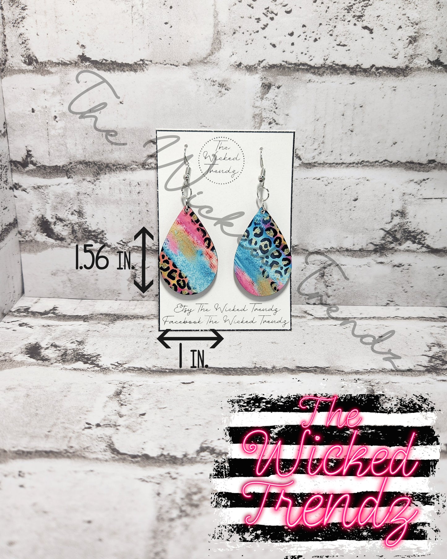 Colorful Glitter Leopard Print Dangle Earrings Tear Drop Earring Lightweight Earrings