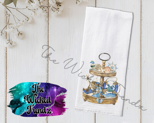 Nautical Beach Ocean Life Lake Life Tea Towel Kitchen Towel Flour Sack Towel