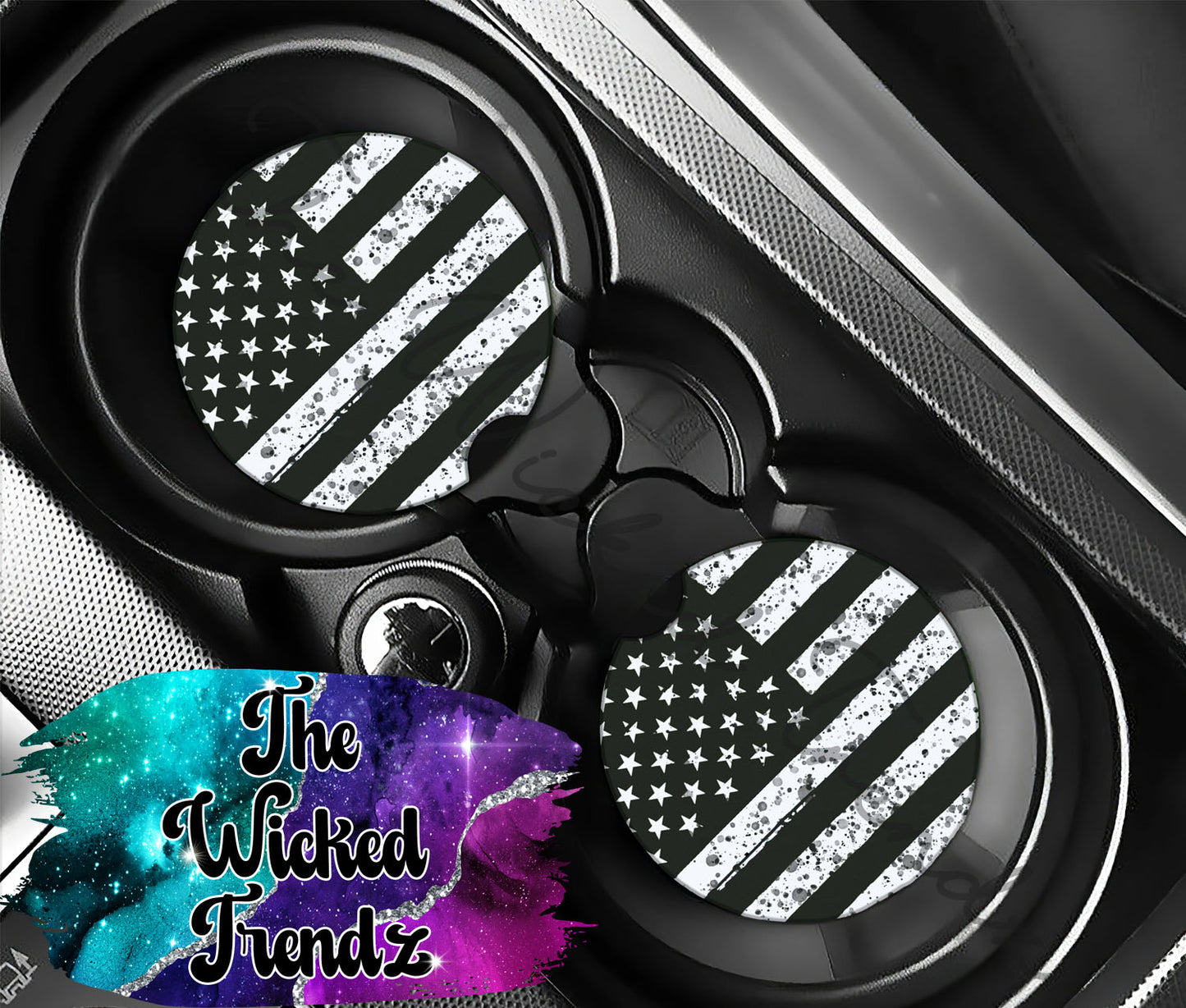 American Flag Black and White America Car Coaster Coasters Cup Holder Car Accessories