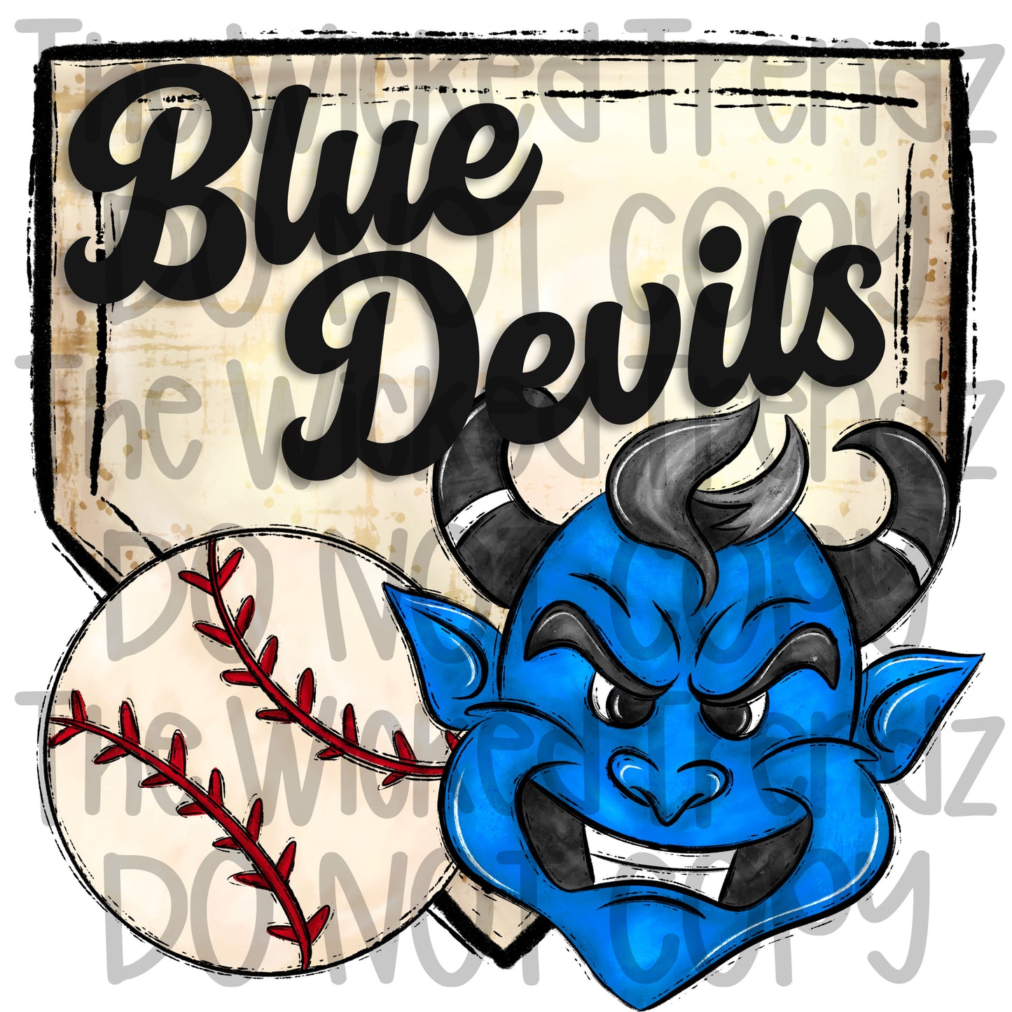 Blue Devils Mascot Baseball Digital Design
