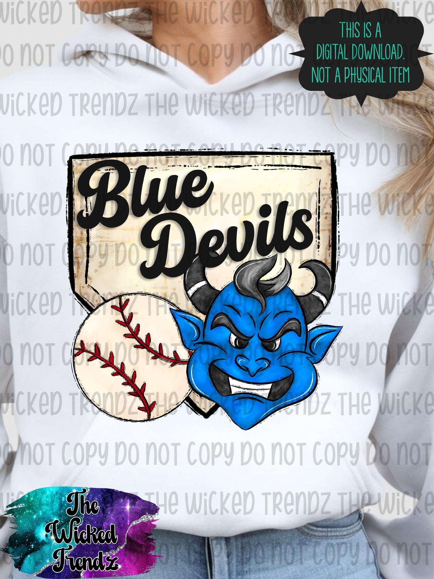 Blue Devils Mascot Baseball Digital Design