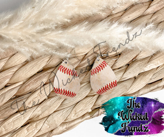 Baseball Ball Mom Mama T-Ball Baseball Season Dangle Earrings Tear Drop Earring Lightweight Earrings