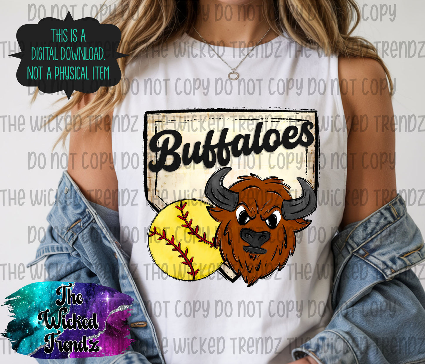 Buffaloes Softball Team Mascot Digital Design