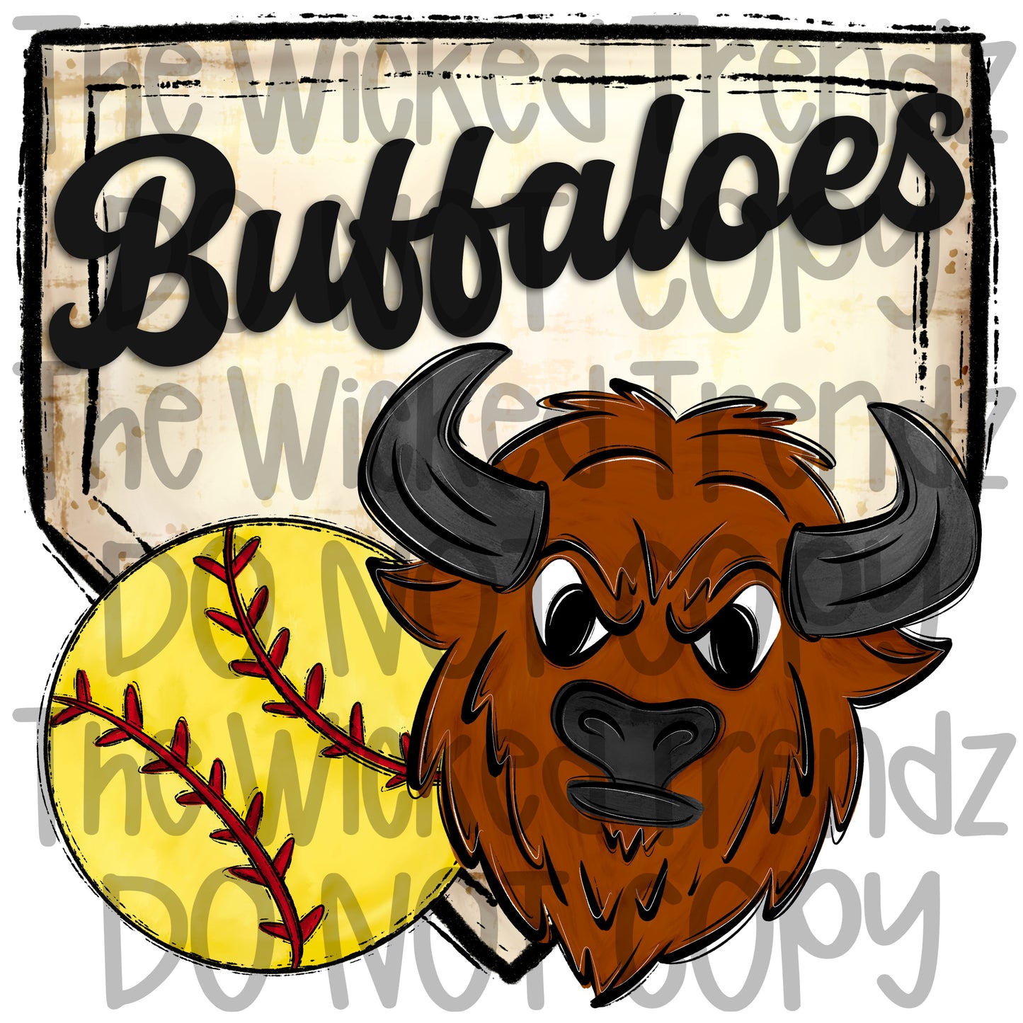 Buffaloes Softball Team Mascot Digital Design