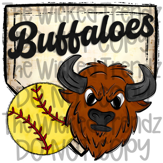 Buffaloes Softball Team Mascot Digital Design