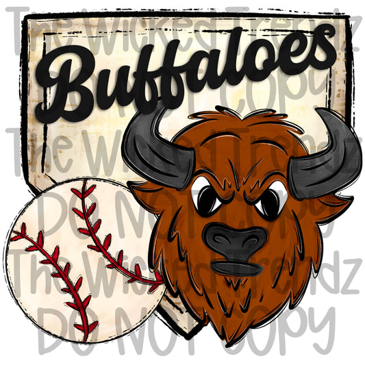 Buffaloes Mascot Baseball Team Digital Design