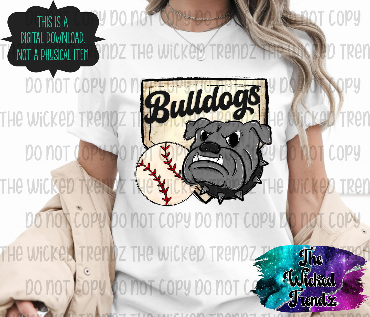 Bulldogs Mascot Baseball Team Digital Design