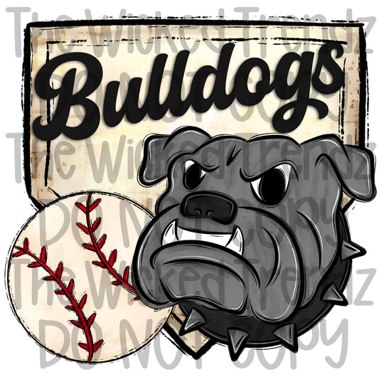 Bulldogs Mascot Baseball Team Digital Design