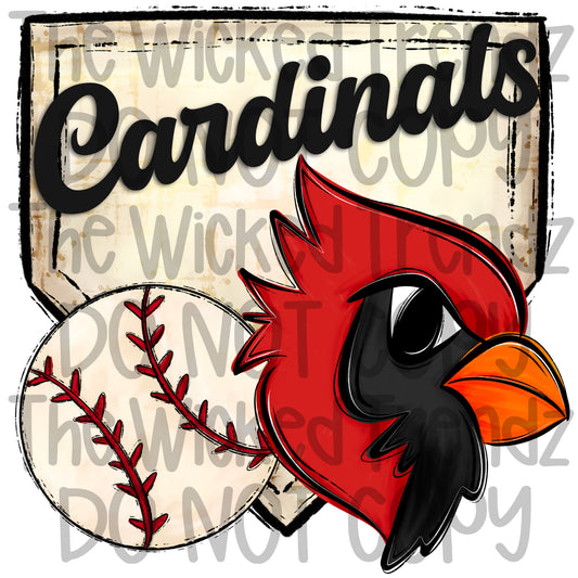 Cardinals Mascot Baseball Team Digital Design