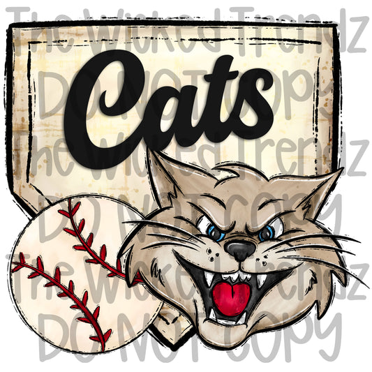 Cats Mascot Baseball Team Digital Design