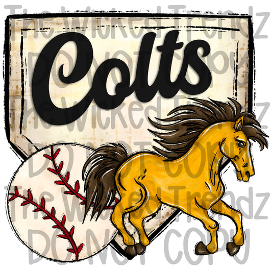 Colts Mascot Baseball Team Digital Design