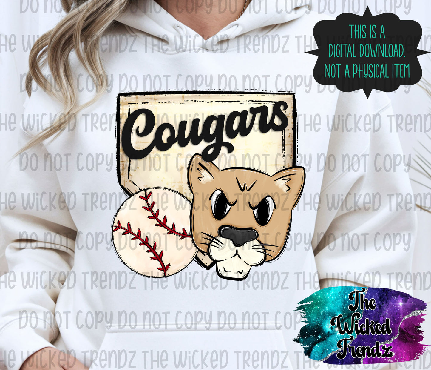Cougars Mascot Baseball Team Digital Design