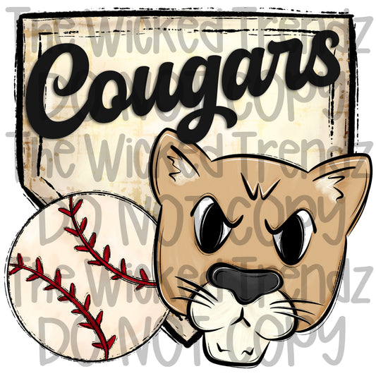 Cougars Mascot Baseball Team Digital Design
