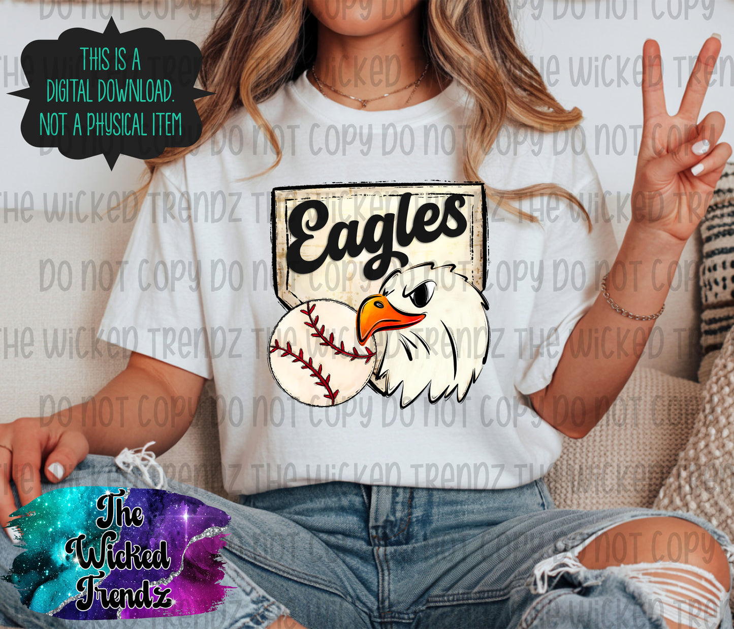 Eagles Mascot Baseball Team Digital Design