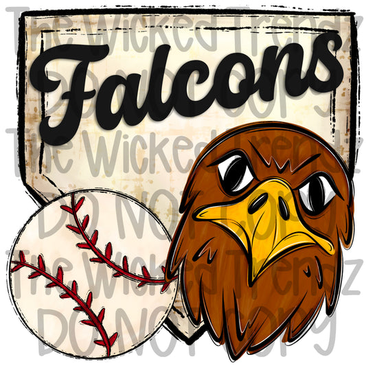 Falcons Mascot Baseball Team Digital Design