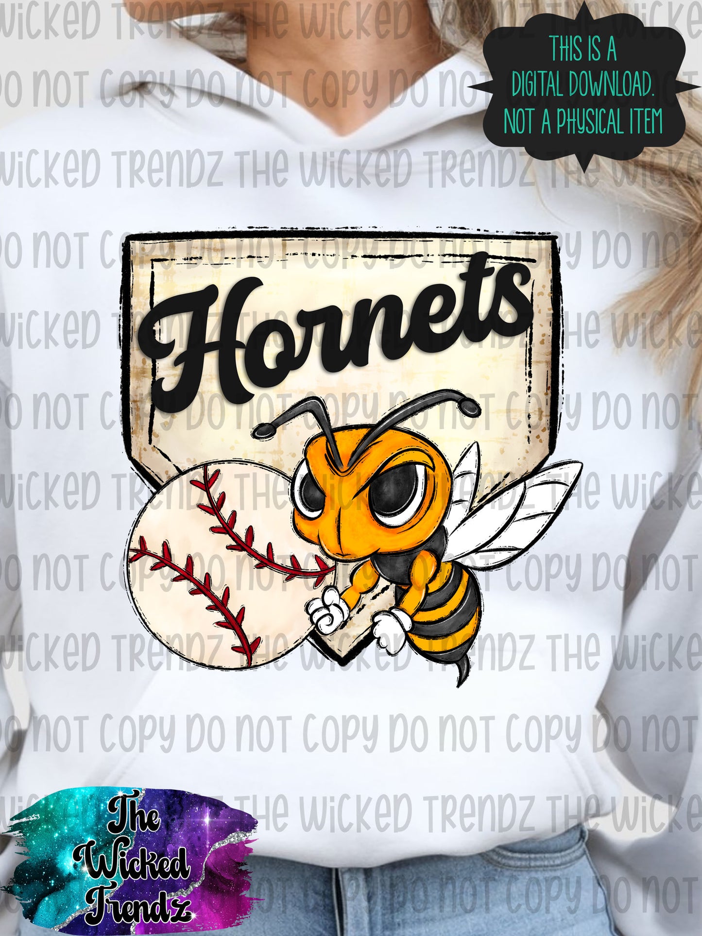 Hornets Mascot Baseball Team Digital Design