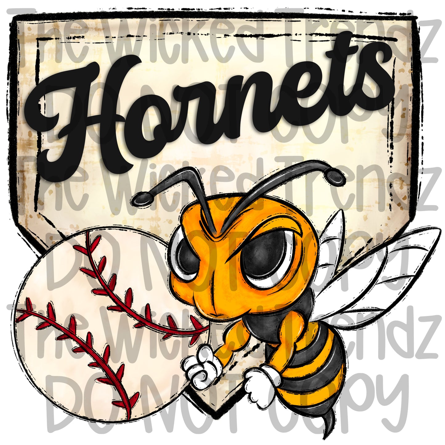Hornets Mascot Baseball Team Digital Design