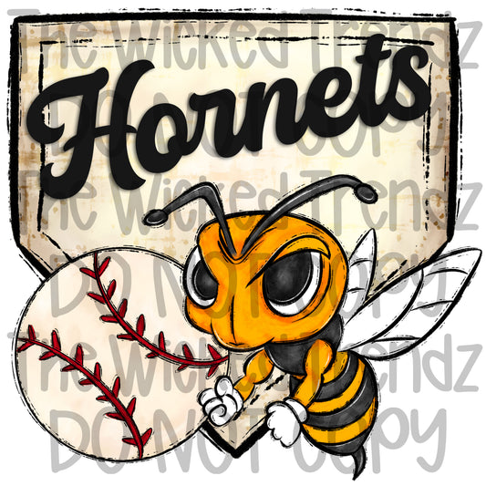 Hornets Mascot Baseball Team Digital Design