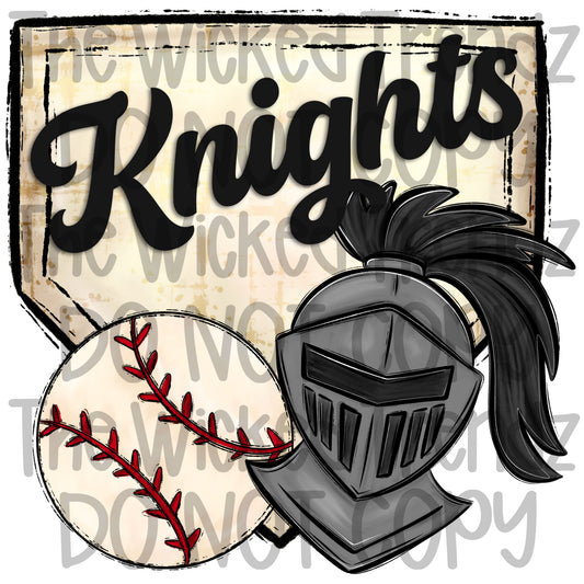 Knights Mascot Baseball Team Digital Design