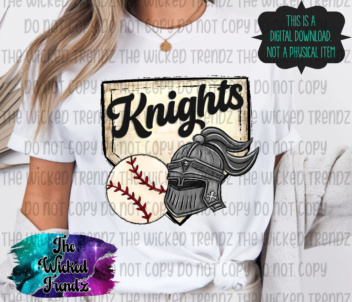 Knights Mascot Baseball Team Digital Design
