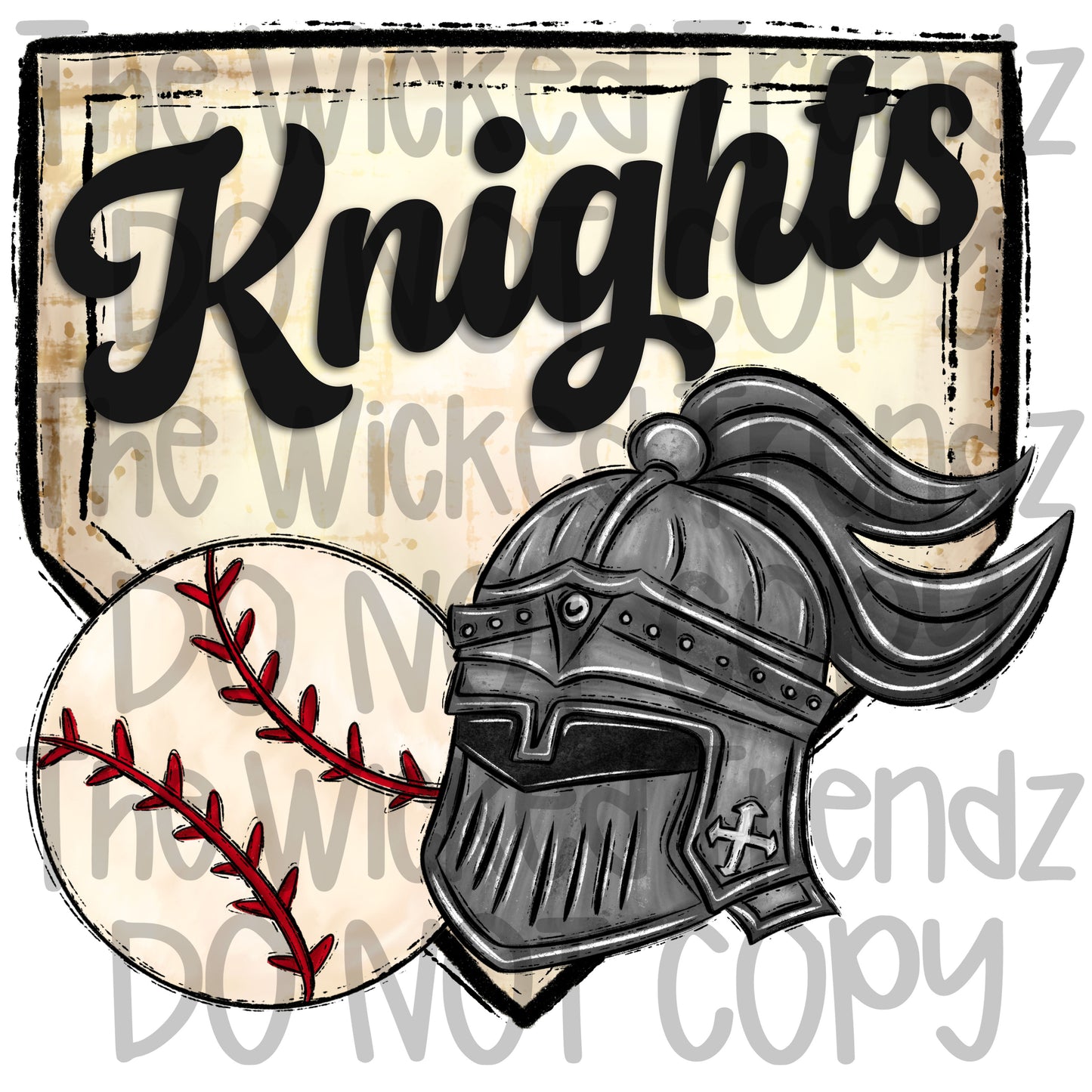 Knights Mascot Baseball Team Digital Design