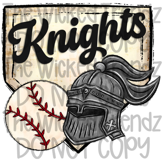 Knights Mascot Baseball Team Digital Design