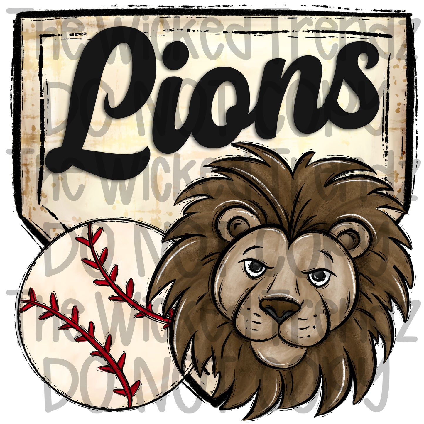 Lions Mascot Baseball Team Digital Design